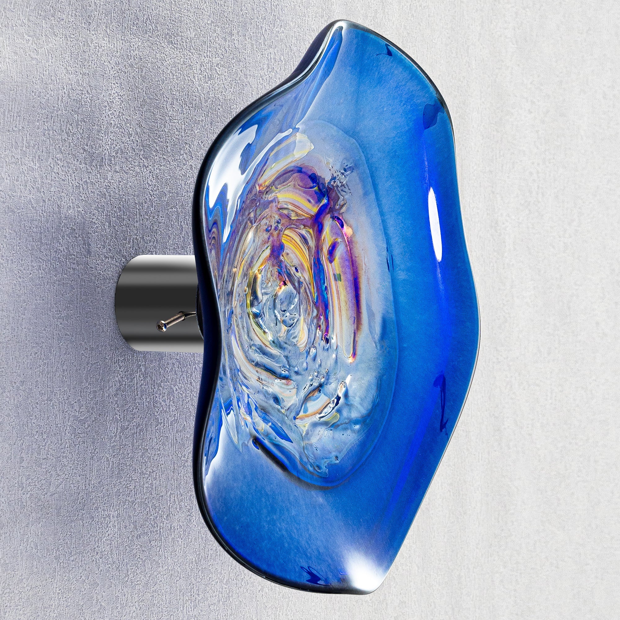 Hand Bowls Glass Blue Pattern Murano Art Glass Wall Decor Plate D12inches - BeyPan