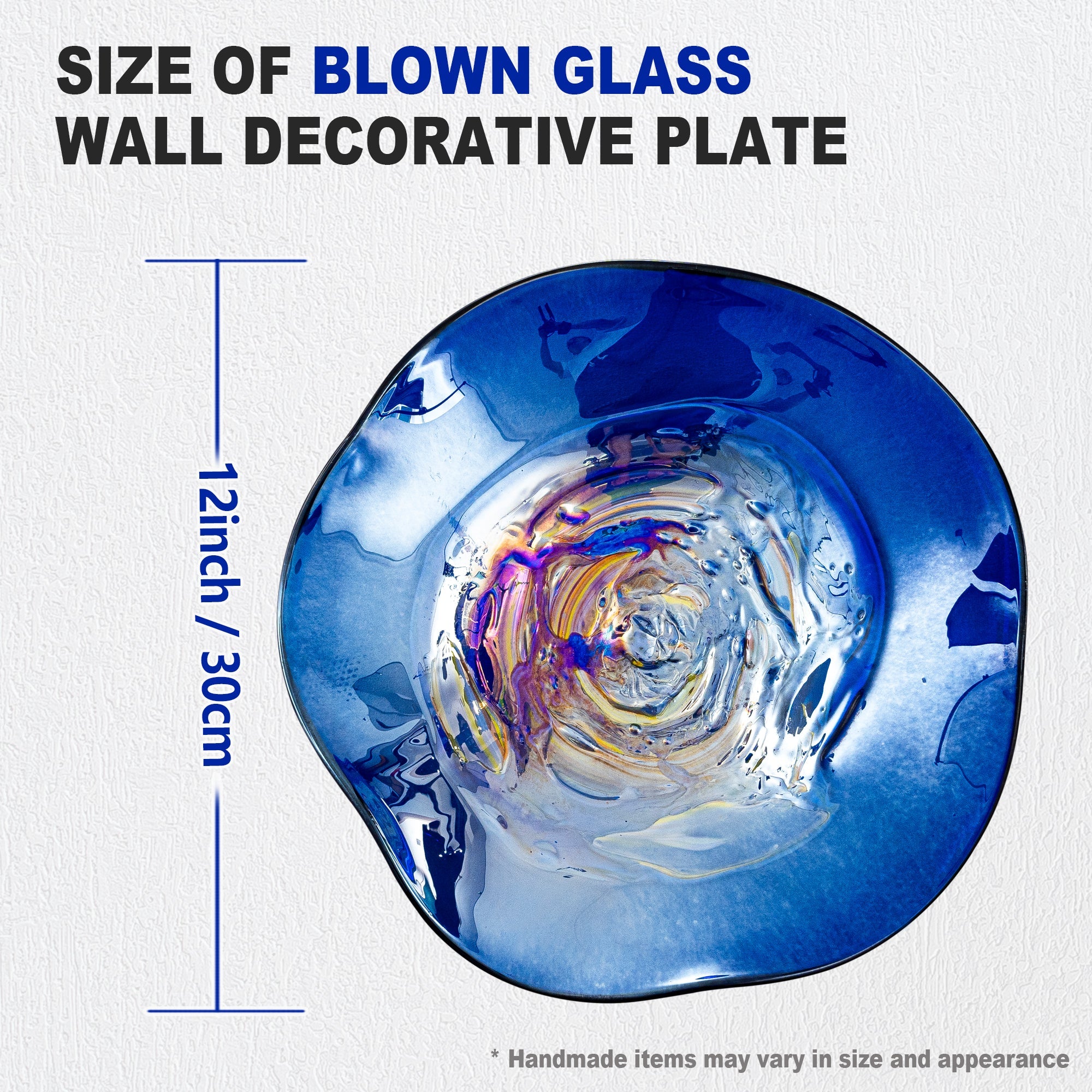 Hand Bowls Glass Blue Pattern Murano Art Glass Wall Decor Plate D12inches Zweitbild