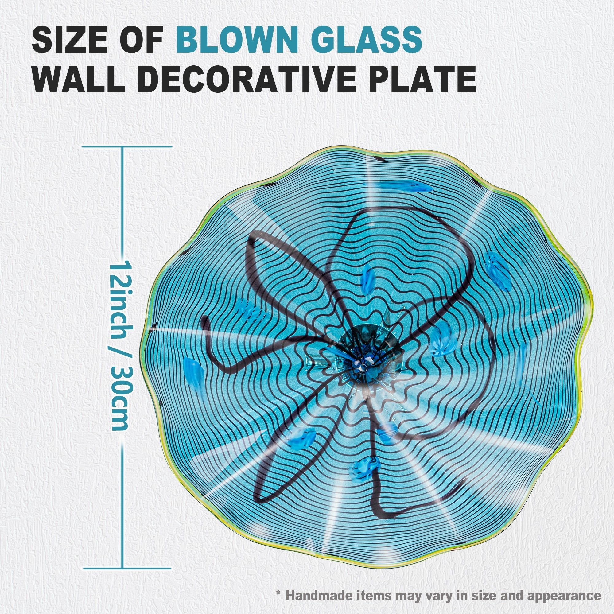 Hand Bowls Glass Blue Pattern Murano Art Glass Wall Decor Plate D12inches Zweitbild