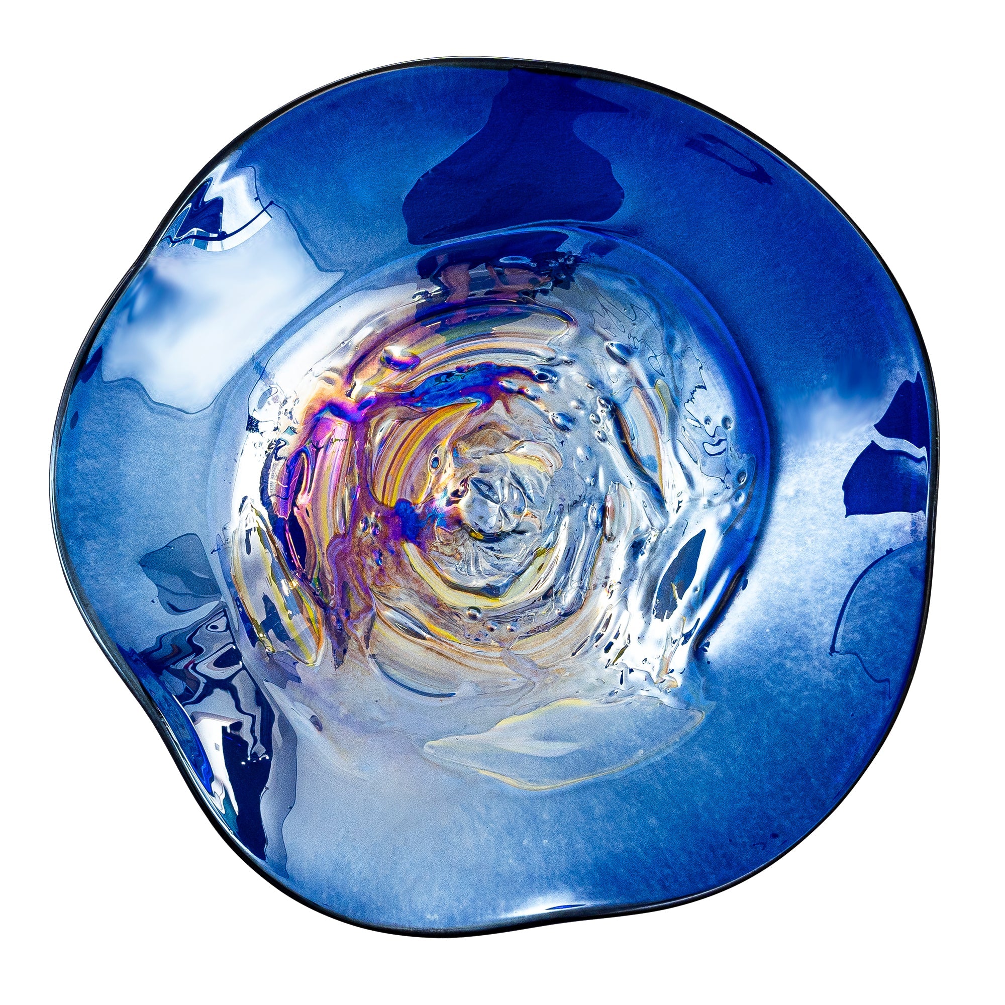 Hand Bowls Glass Blue Pattern Murano Art Glass Wall Decor Plate D12inches - BeyPan Hauptbild