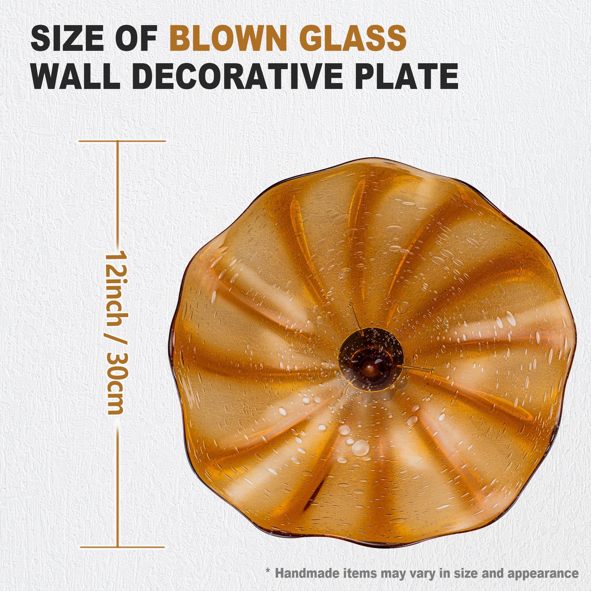 Hand Bowls Glass Brown Pattern Murano Art Glass Wall Decor Plate D12inches Zweitbild