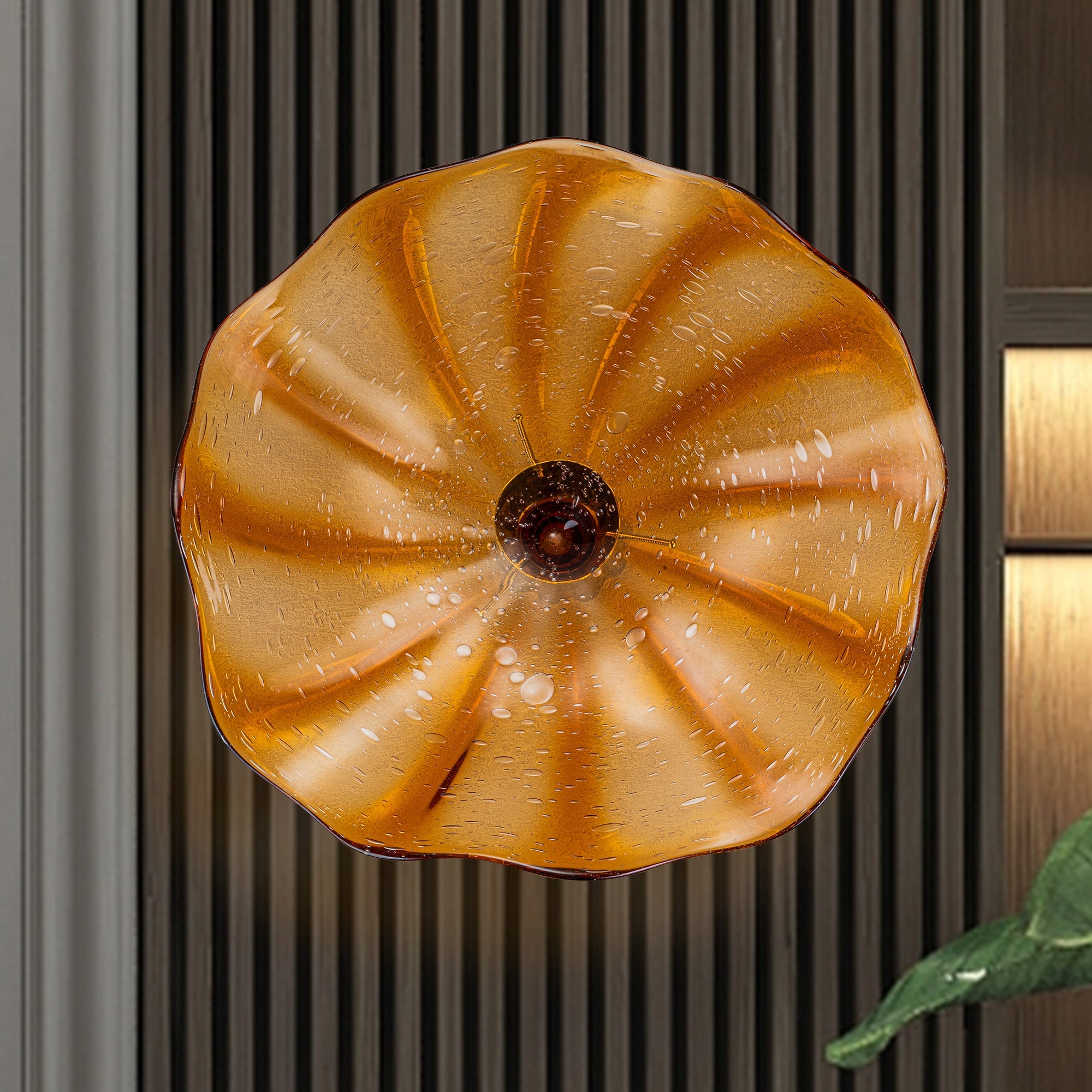 Hand Bowls Glass Brown Pattern Murano Art Glass Wall Decor Plate D12inches - BeyPan