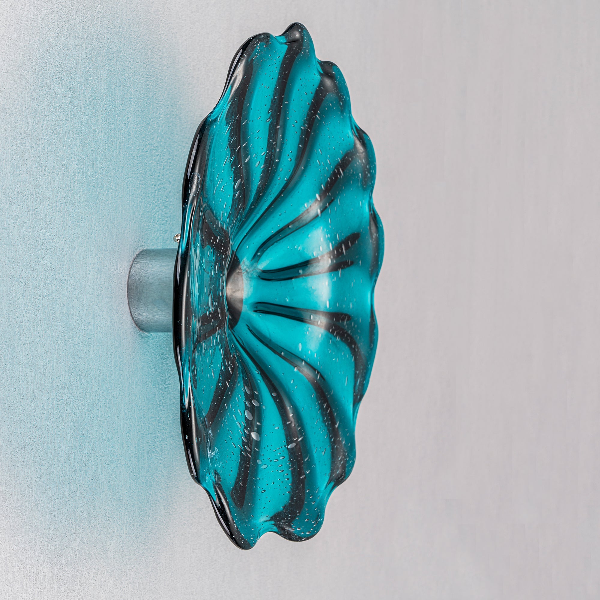 Hand Bowls Glass Cyan Blue Murano Art Glass Wall Decor Plate D12inches - BeyPan