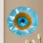 Hand Bowls Glass Cyan Blue Murano Art Glass Wall Decor Plate D12inches - BeyPan