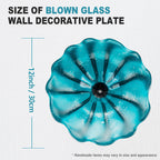 Hand Bowls Glass Cyan Blue Murano Art Glass Wall Decor Plate D12inches - BeyPan