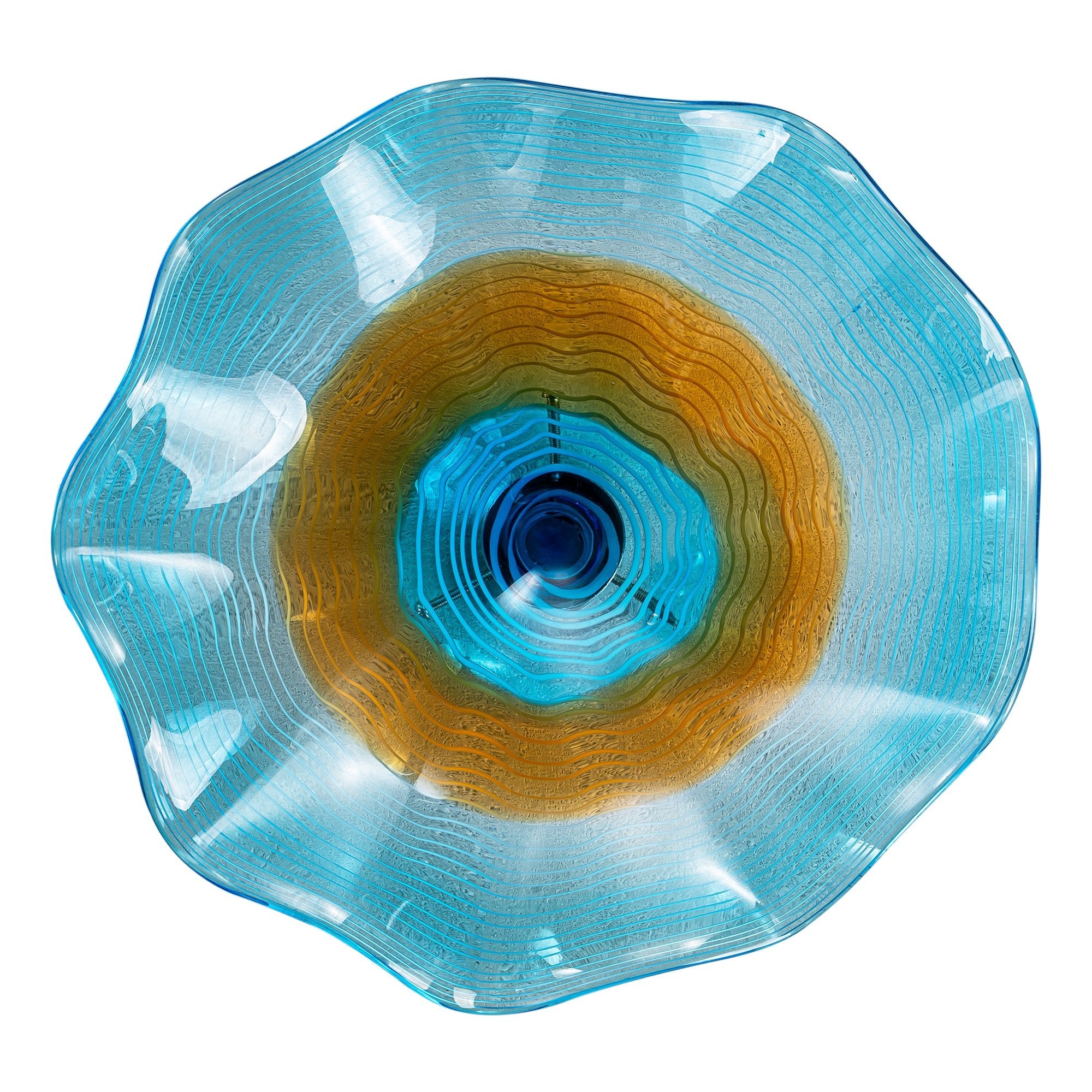 Hand Bowls Glass Cyan Blue Murano Art Glass Wall Decor Plate D12inches - BeyPan Hauptbild