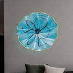 Hand Bowls Glass Cyan Blue Murano Art Glass Wall Decor Plate D12inches - BeyPan