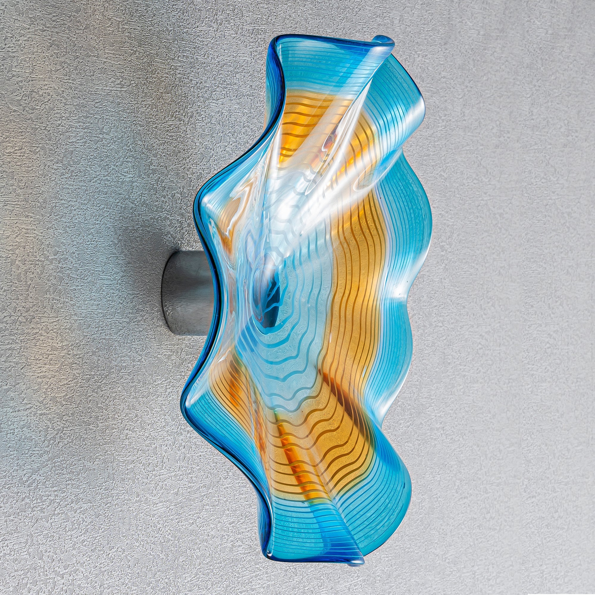 Hand Bowls Glass Cyan Blue Murano Art Glass Wall Decor Plate D12inches - BeyPan