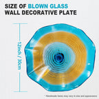 Hand Bowls Glass Cyan Blue Murano Art Glass Wall Decor Plate D12inches - BeyPan