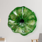 Hand Bowls Glass Green Dot Murano Art Glass Wall Decor Plate D12inches - BeyPan