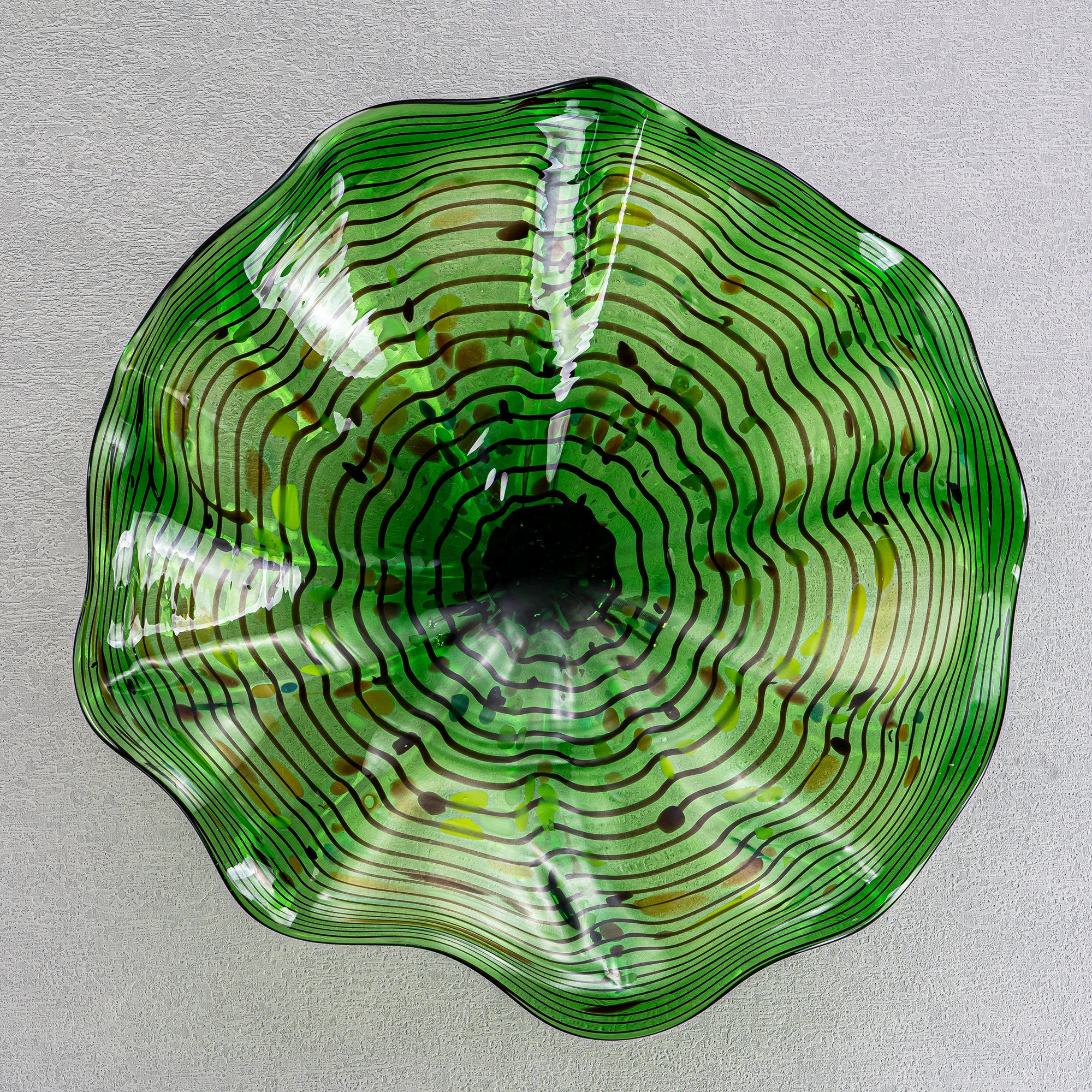 Hand Bowls Glass Green Dot Murano Art Glass Wall Decor Plate D12inches - BeyPan