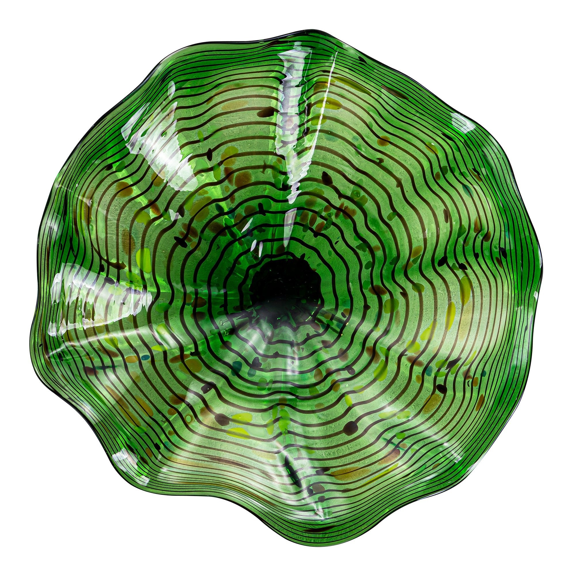 Hand Bowls Glass Green Dot Murano Art Glass Wall Decor Plate D12inches - BeyPan Hauptbild