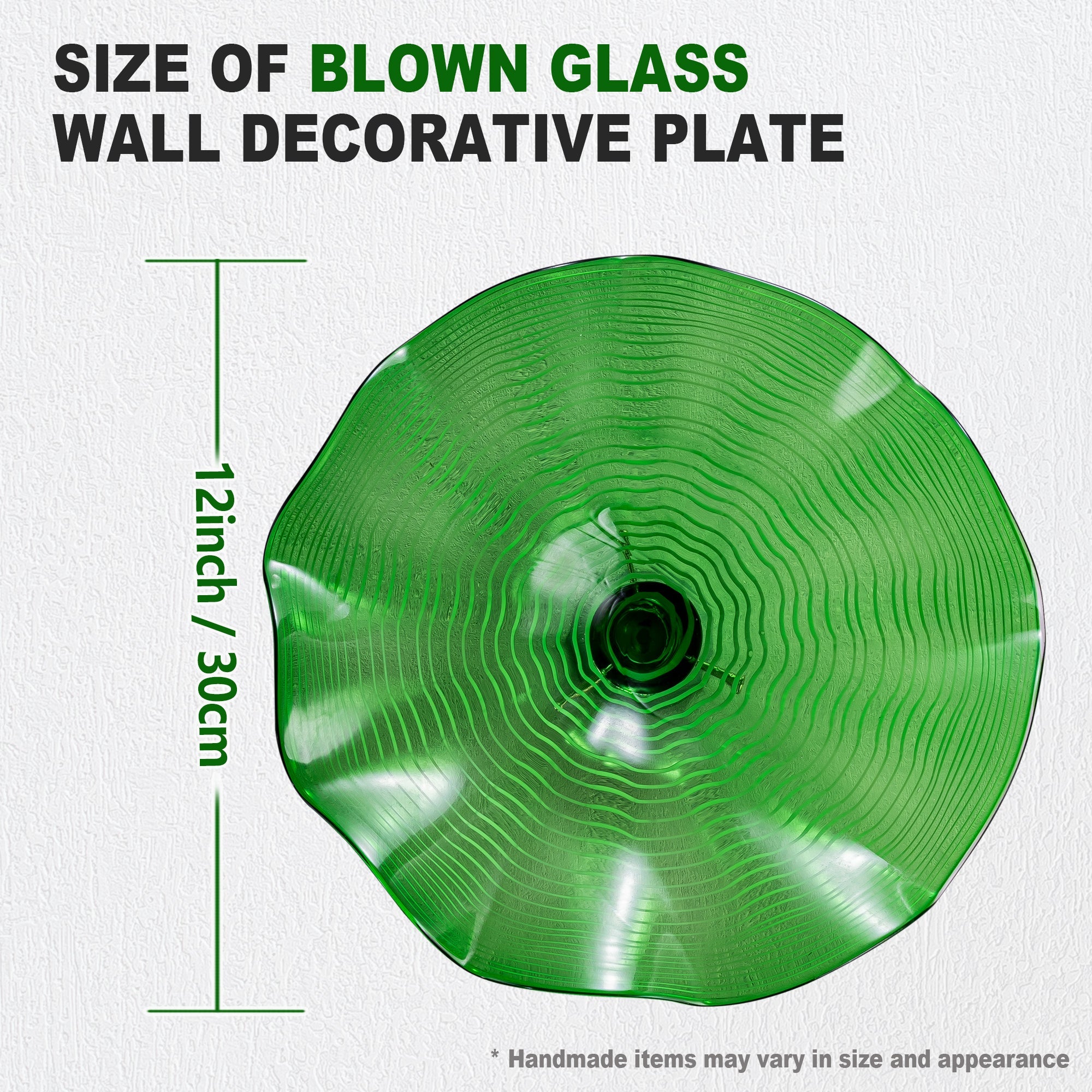 Hand Bowls Glass Green Dots Murano Art Glass Wall Decor Plate D12inches Zweitbild