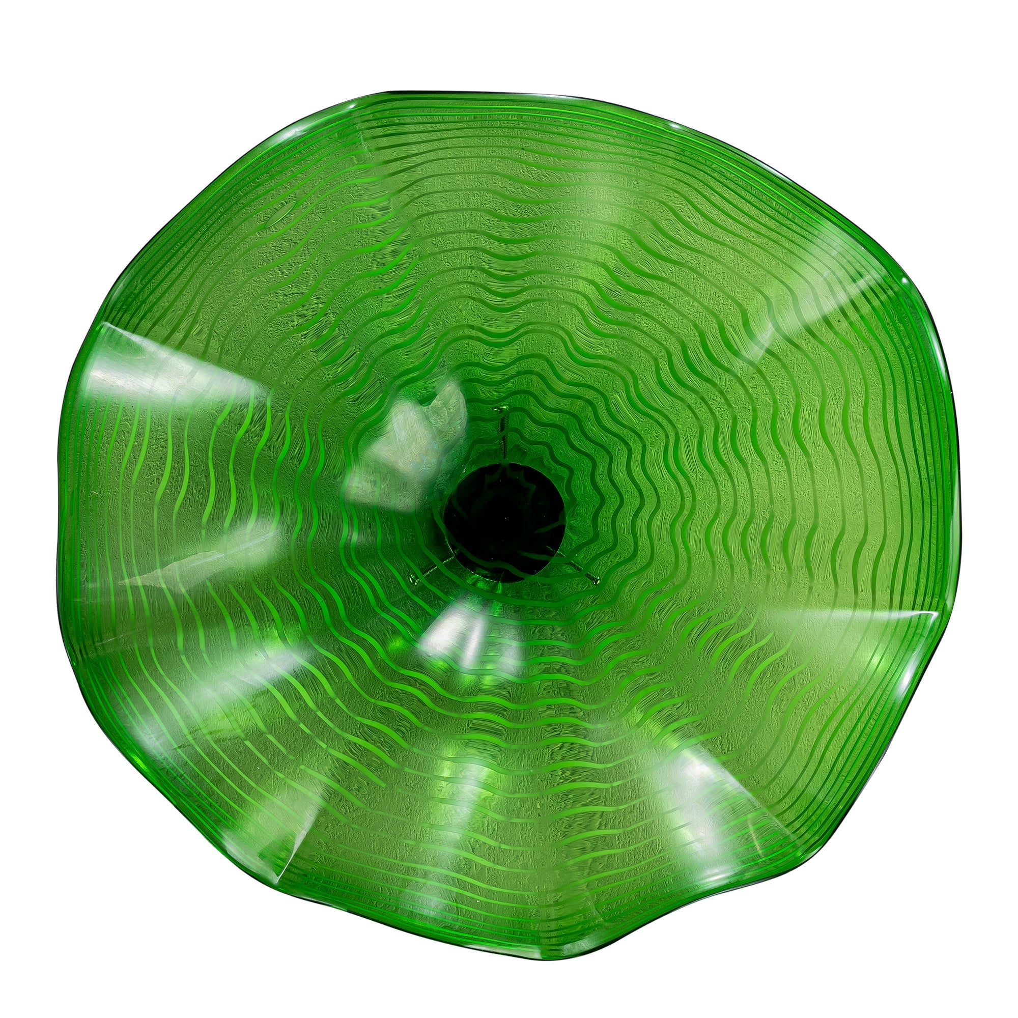 Hand Bowls Glass Green Dots Murano Art Glass Wall Decor Plate D12inches - BeyPan Hauptbild