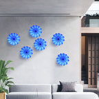 Hand Bowls Glass Light Blue Murano Art Glass Wall Decor Plate D12inches - BeyPan