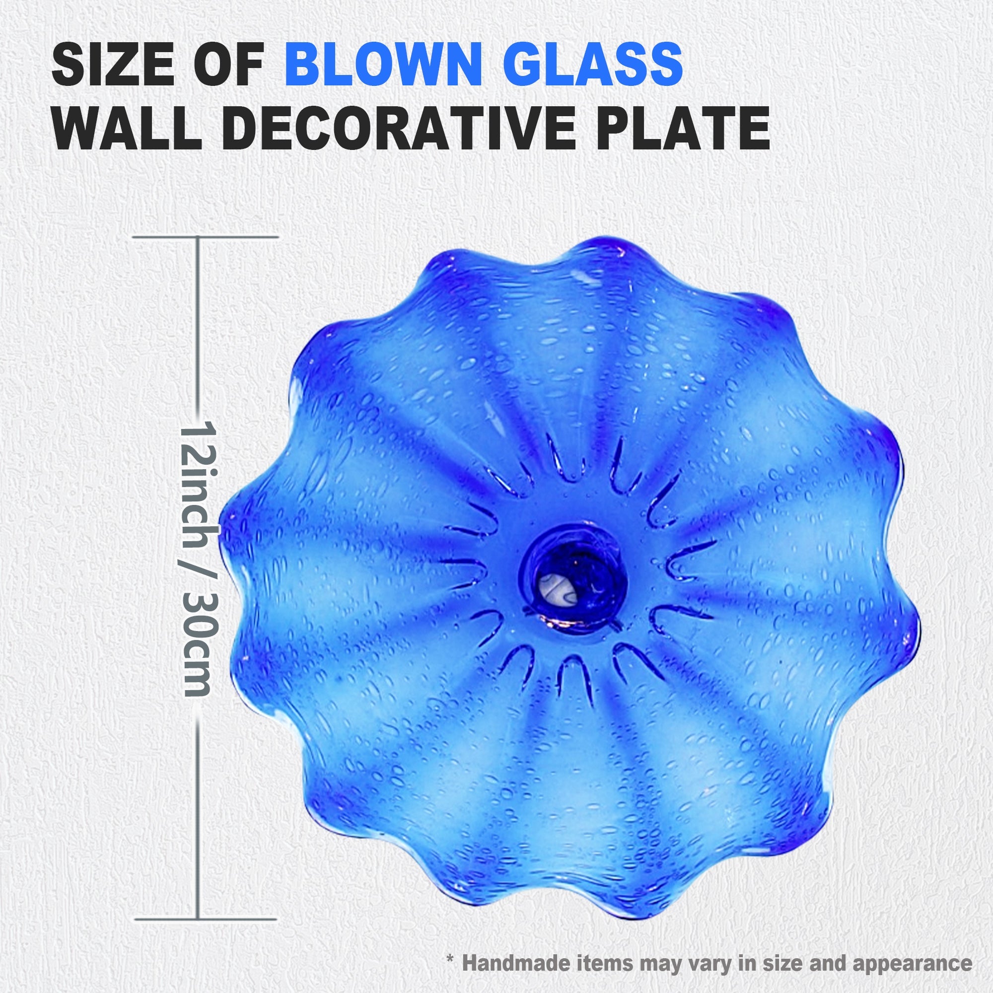 Hand Bowls Glass Light Blue Murano Art Glass Wall Decor Plate D12inches Zweitbild