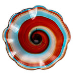 Hand Bowls Glass Red Cyan Blue Kaleidoscope Murano Art Glass Wall Decor Plate D12inches - BeyPan