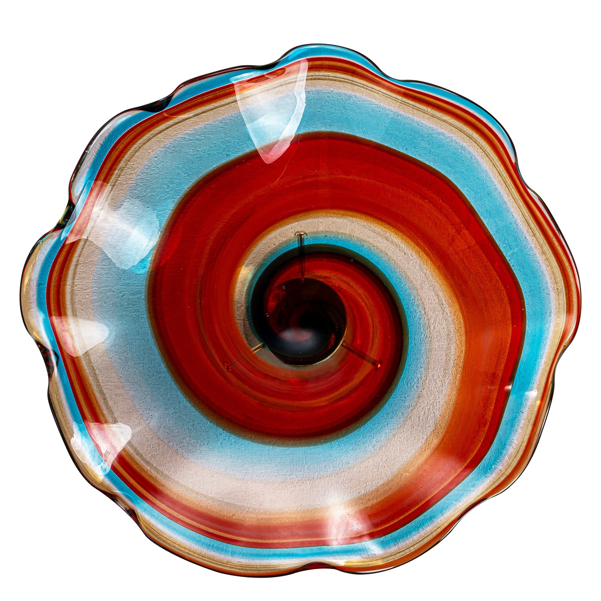 Hand Bowls Glass Red Cyan Blue Kaleidoscope Murano Art Glass Wall Decor Plate D12inches - BeyPan