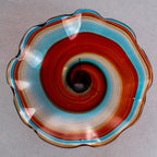 Hand Bowls Glass Red Cyan Blue Kaleidoscope Murano Art Glass Wall Decor Plate D12inches - BeyPan
