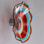 Hand Bowls Glass Red Cyan Blue Kaleidoscope Murano Art Glass Wall Decor Plate D12inches - BeyPan