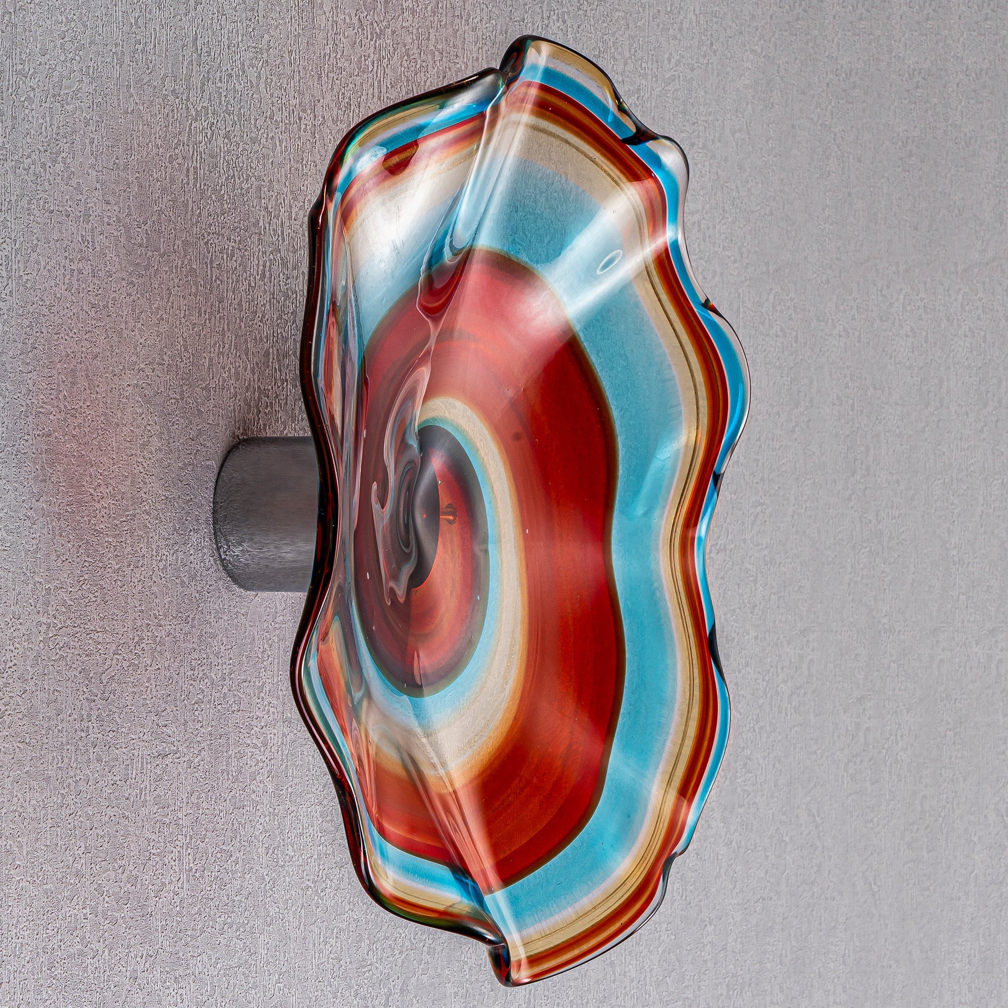 Hand Bowls Glass Red Cyan Blue Kaleidoscope Murano Art Glass Wall Decor Plate D12inches - BeyPan