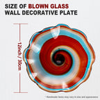 Hand Bowls Glass Red Cyan Blue Kaleidoscope Murano Art Glass Wall Decor Plate D12inches - BeyPan