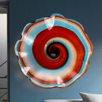 Hand Bowls Glass Red Cyan Blue Kaleidoscope Murano Art Glass Wall Decor Plate D12inches - BeyPan