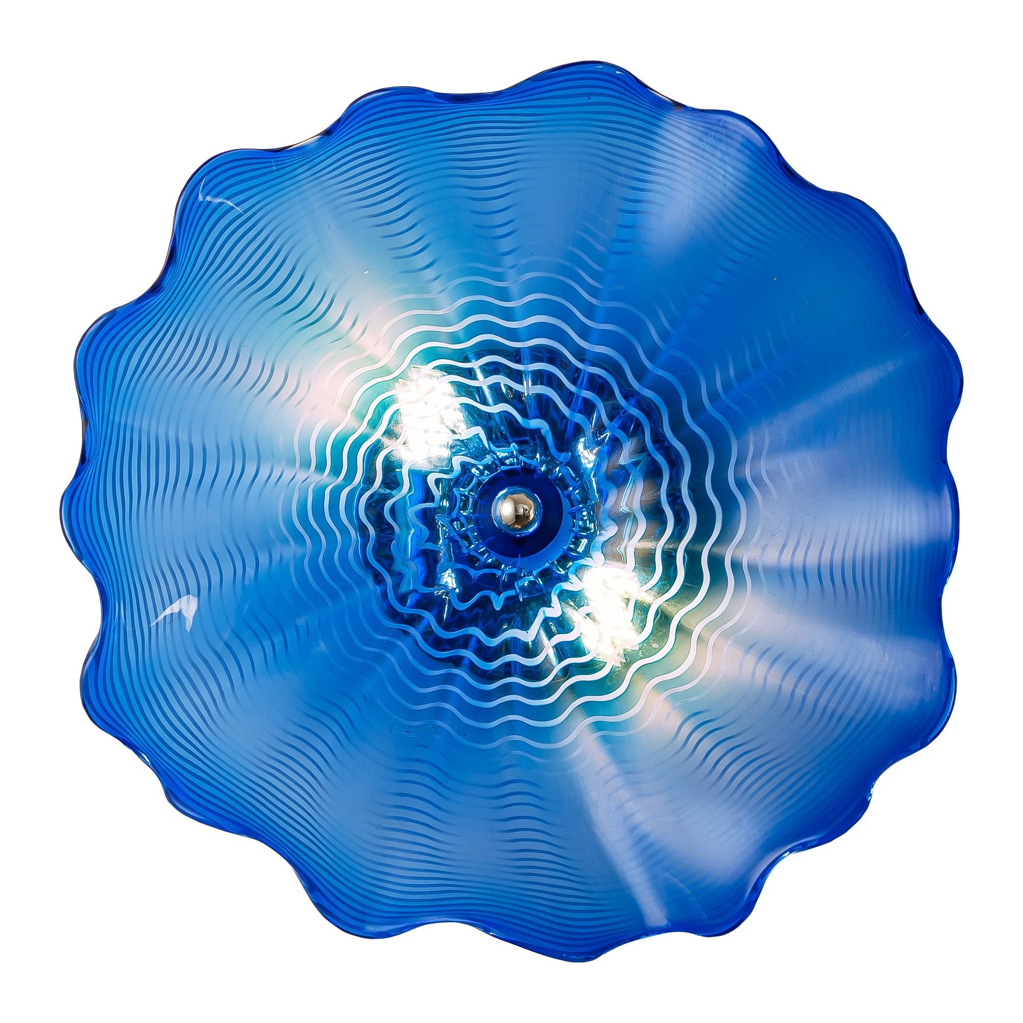 Hand Bowls Glass Wall Blue Murano Art Glass Wall Decor Plate D12inches - BeyPan