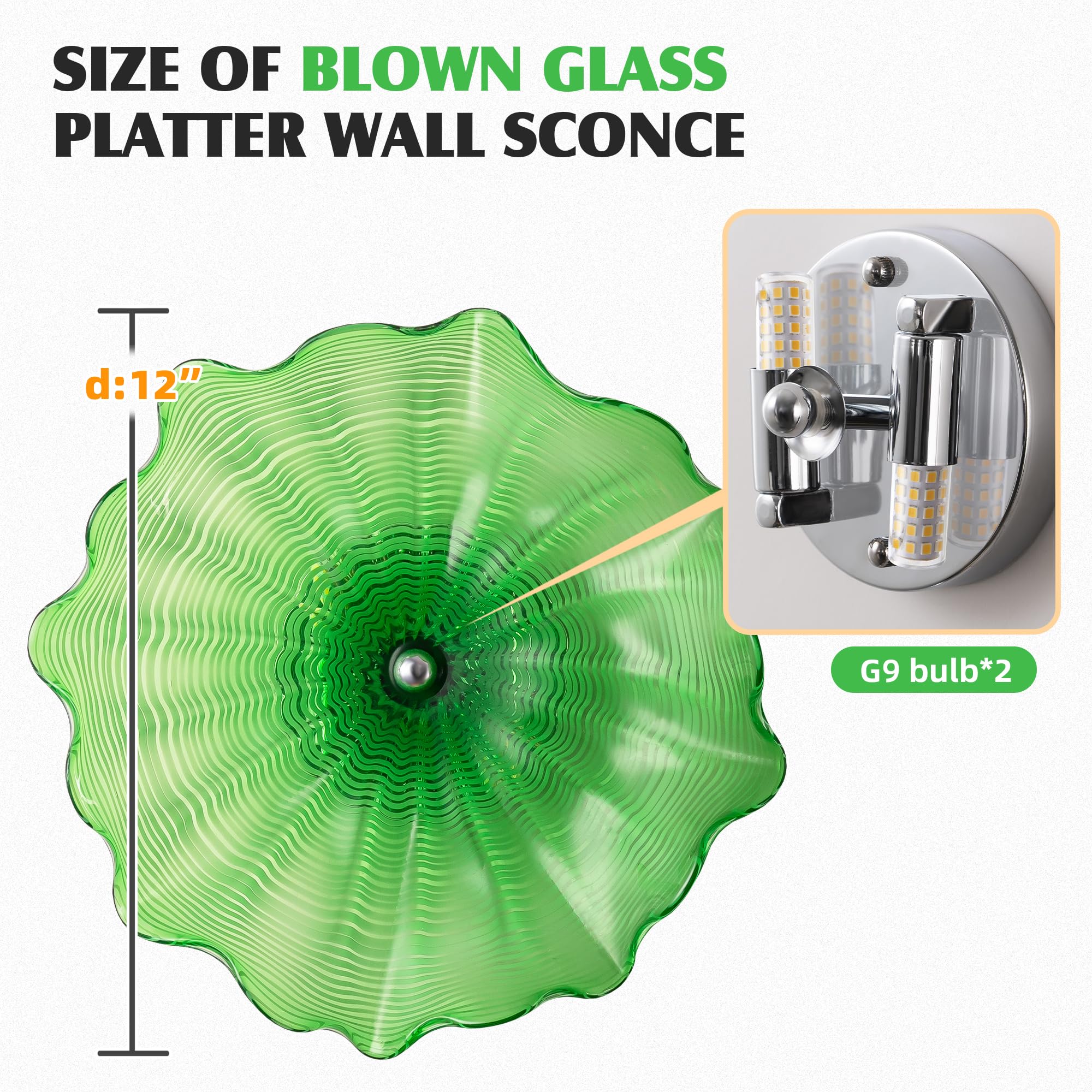Hand Bowls Glass Wall Emerald Green Murano Chihuly Style Art Glass Wall Decor Plate D12inches Zweitbild