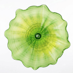 Hand Bowls Glass Wall Emerald Green Murano Chihly Style Art Glass Wall Decor Plate D12inches - BeyPan