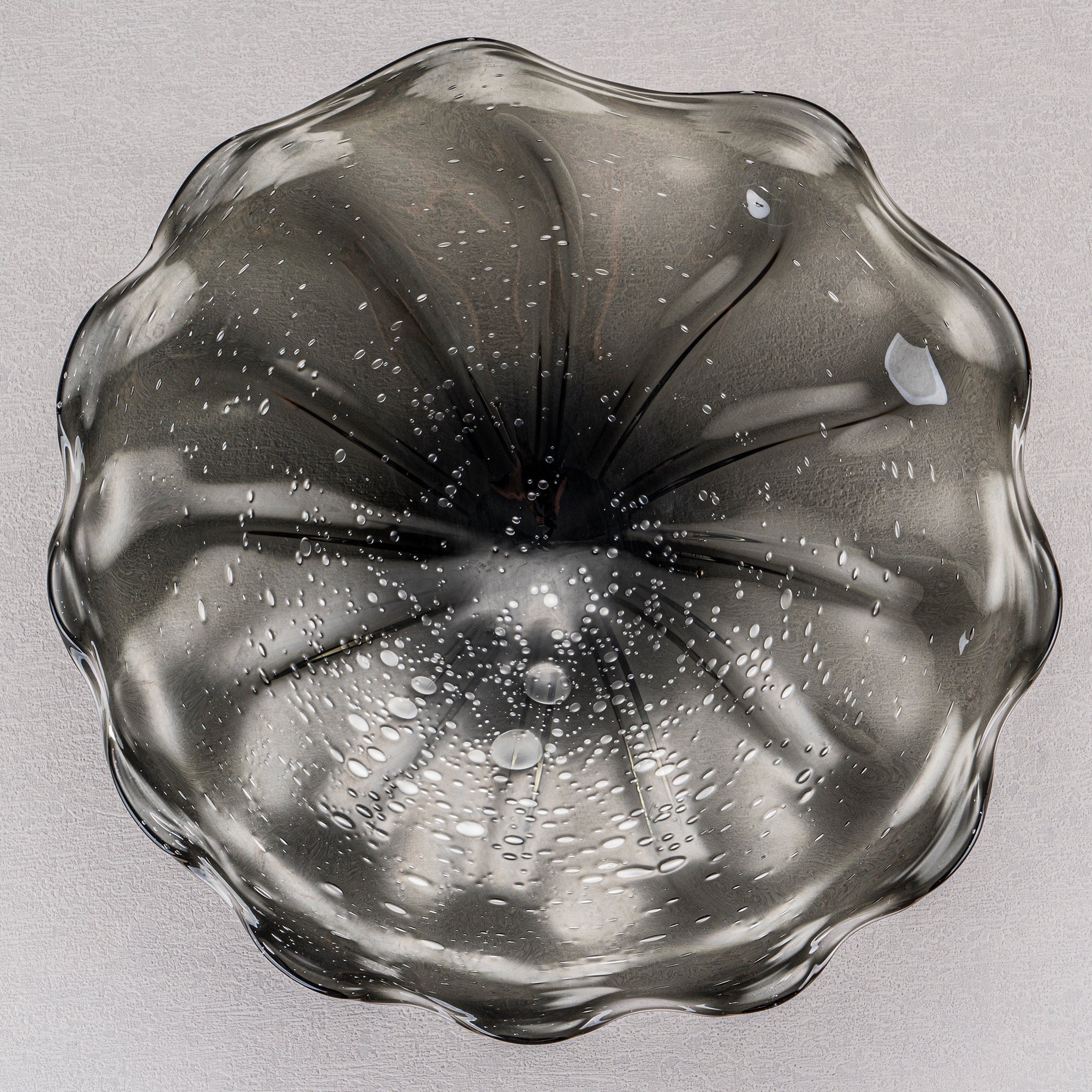 Hand Bowls Glass Wall Smoke Gray Murano Art Glass Wall Decor Plate D12inches - BeyPan