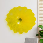 Hand Bowls Glass Yellow Murano Art Glass Wall Decor Plate D12inches - BeyPan