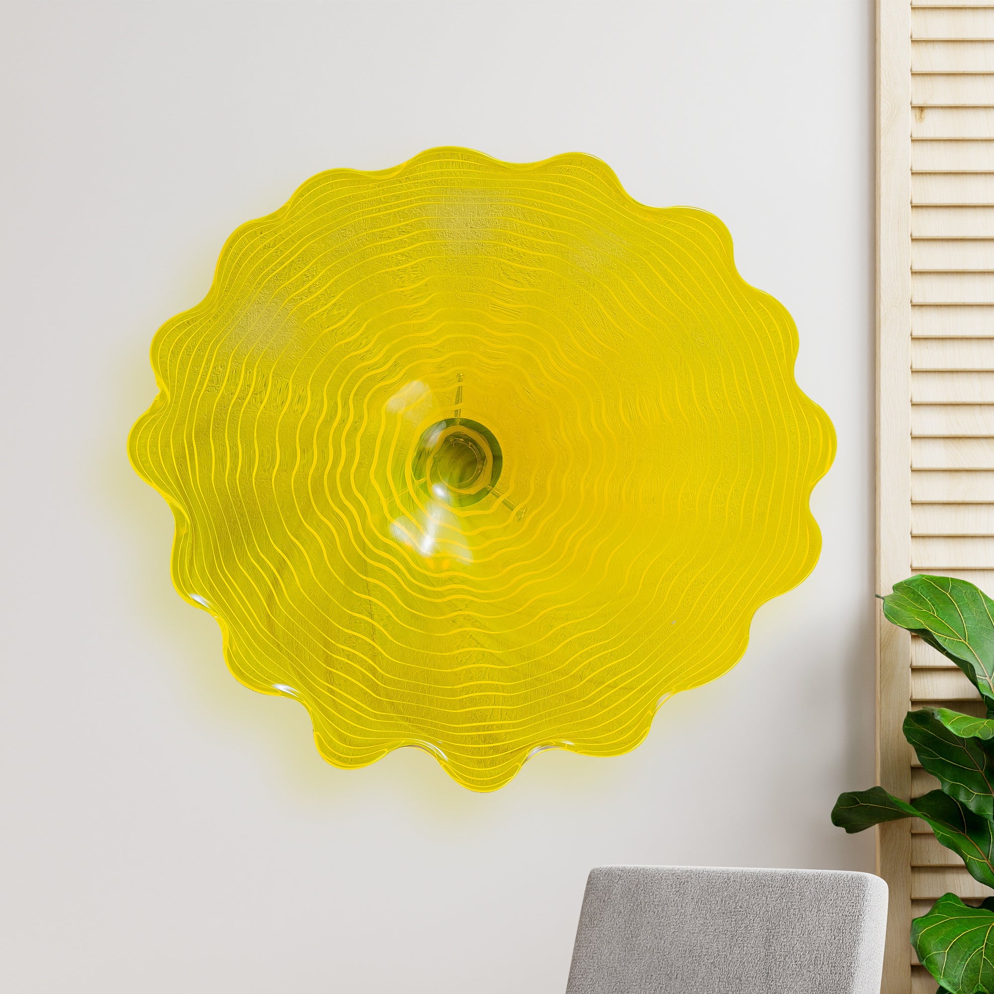 Hand Bowls Glass Yellow Murano Art Glass Wall Decor Plate D12inches - BeyPan