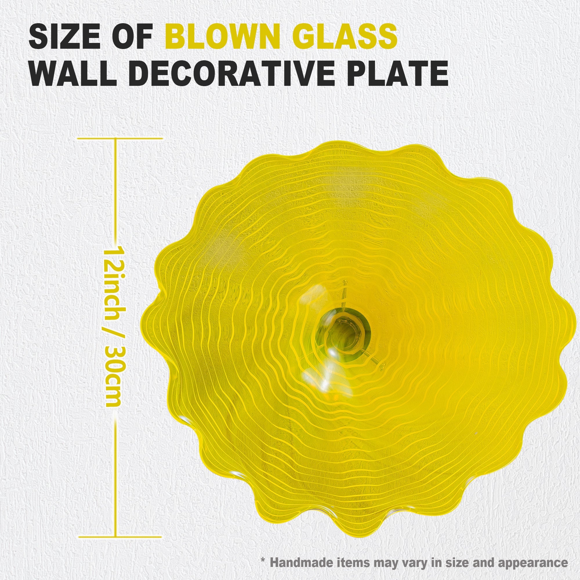 Hand Bowls Glass Yellow Murano Art Glass Wall Decor Plate D12inches Zweitbild