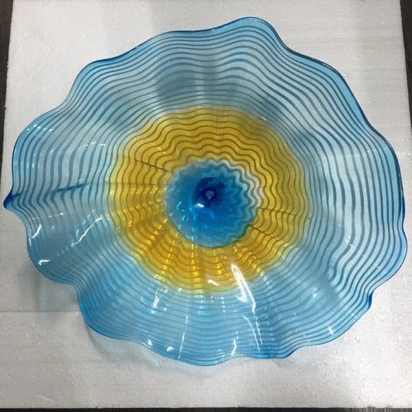 Hand Glass Wall Bowls Wall Plates Murano Blue And Yellow Art Glass Wall Decor Plate D12inches - BeyPan Hauptbild