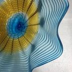 Hand Glass Wall Bowls Wall Plates Murano Blue And Yellow Art Glass Wall Decor Plate D12inches - BeyPan
