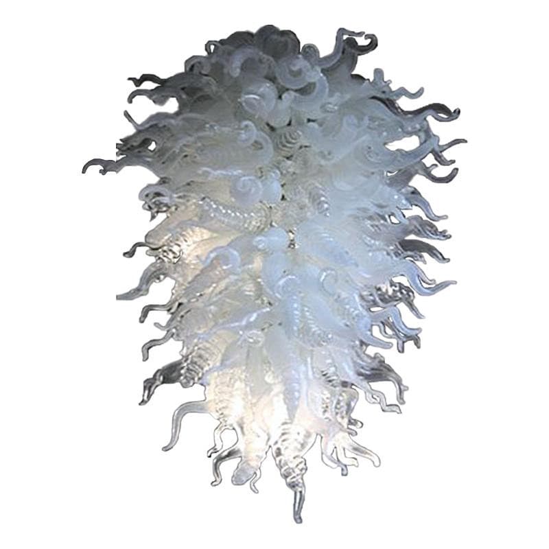 Icy Fantasy Murano Style Glass Chandelier - Hand-Blown Clear and Frosted White - BeyPan