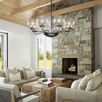 Industrial Candelabra Chandelier 8-Light Glass Ball Shade - BeyPan
