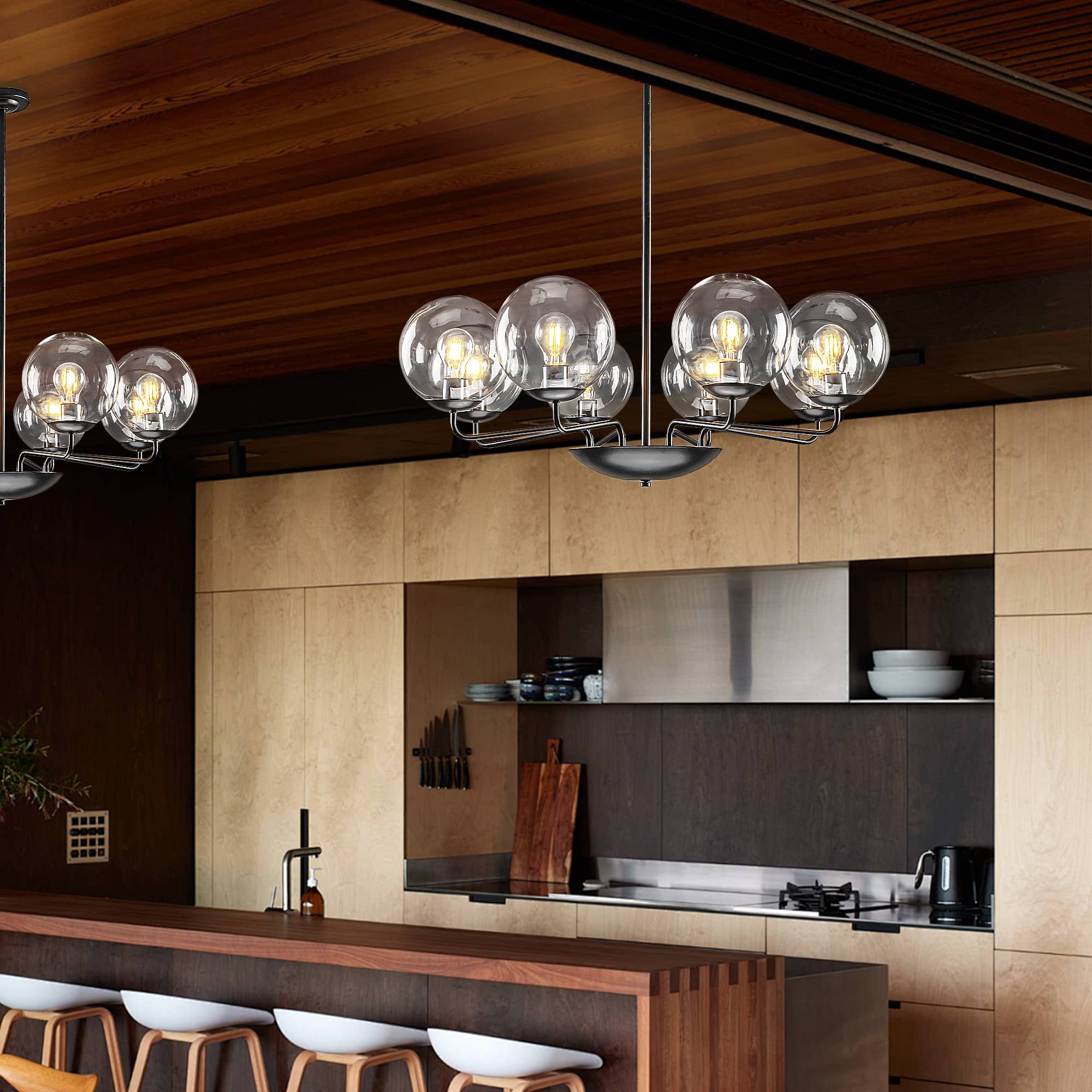 Industrial Candelabra Chandelier 8-Light Glass Ball Shade - BeyPan