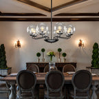Industrial Candelabra Chandelier 8-Light Glass Ball Shade - BeyPan