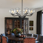 Industrial Candelabra Chandelier 8-Light Glass Ball Shade - BeyPan