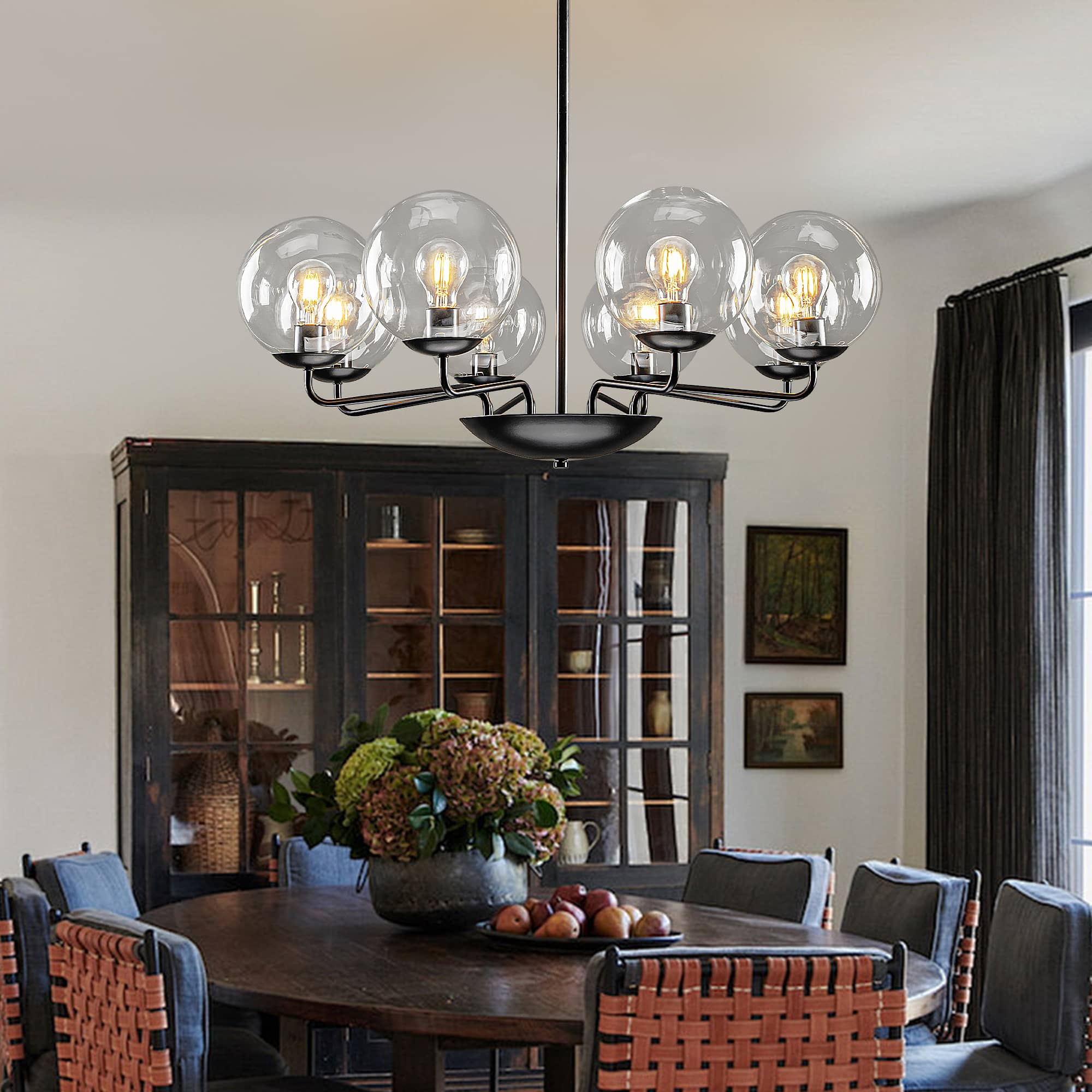 Industrial Candelabra Chandelier 8-Light Glass Ball Shade - BeyPan