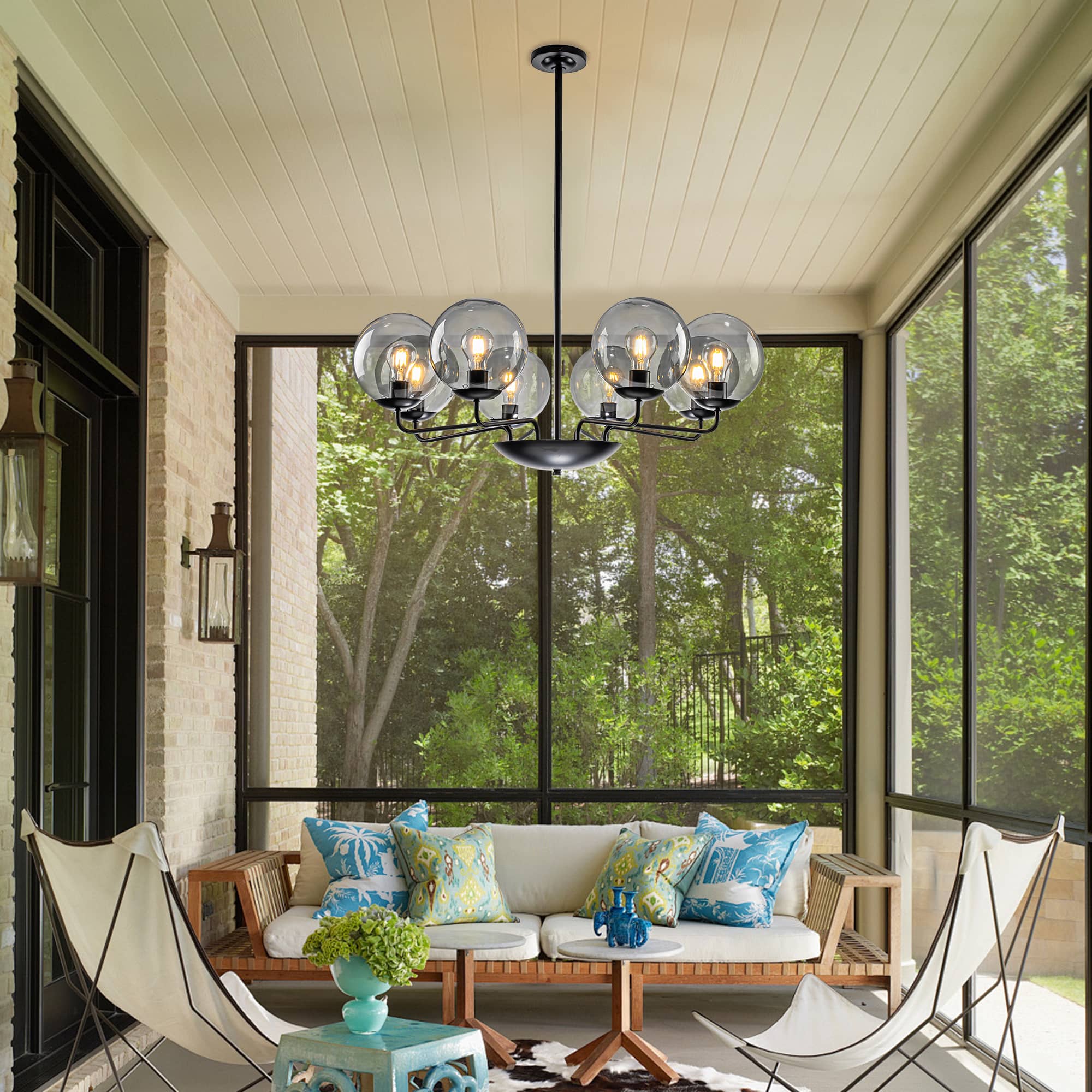 Industrial Candelabra Chandelier 8-Light Glass Ball Shade - BeyPan