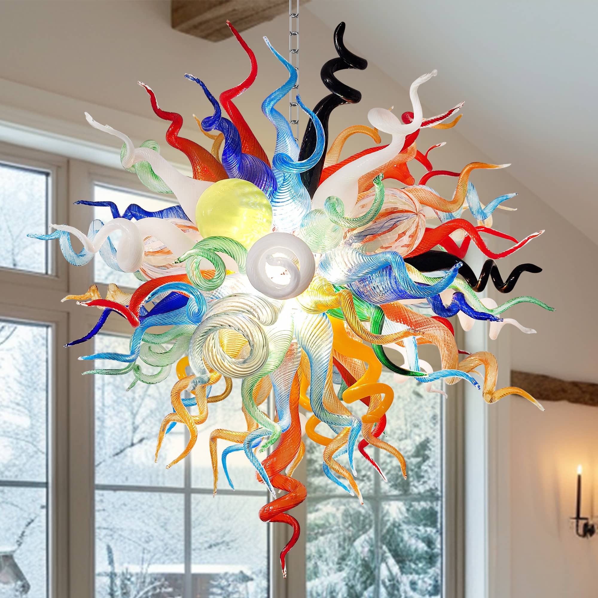 Kaleidoscope Rainbow Murano Style Blown Glass Chandelier - BeyPan Hauptbild