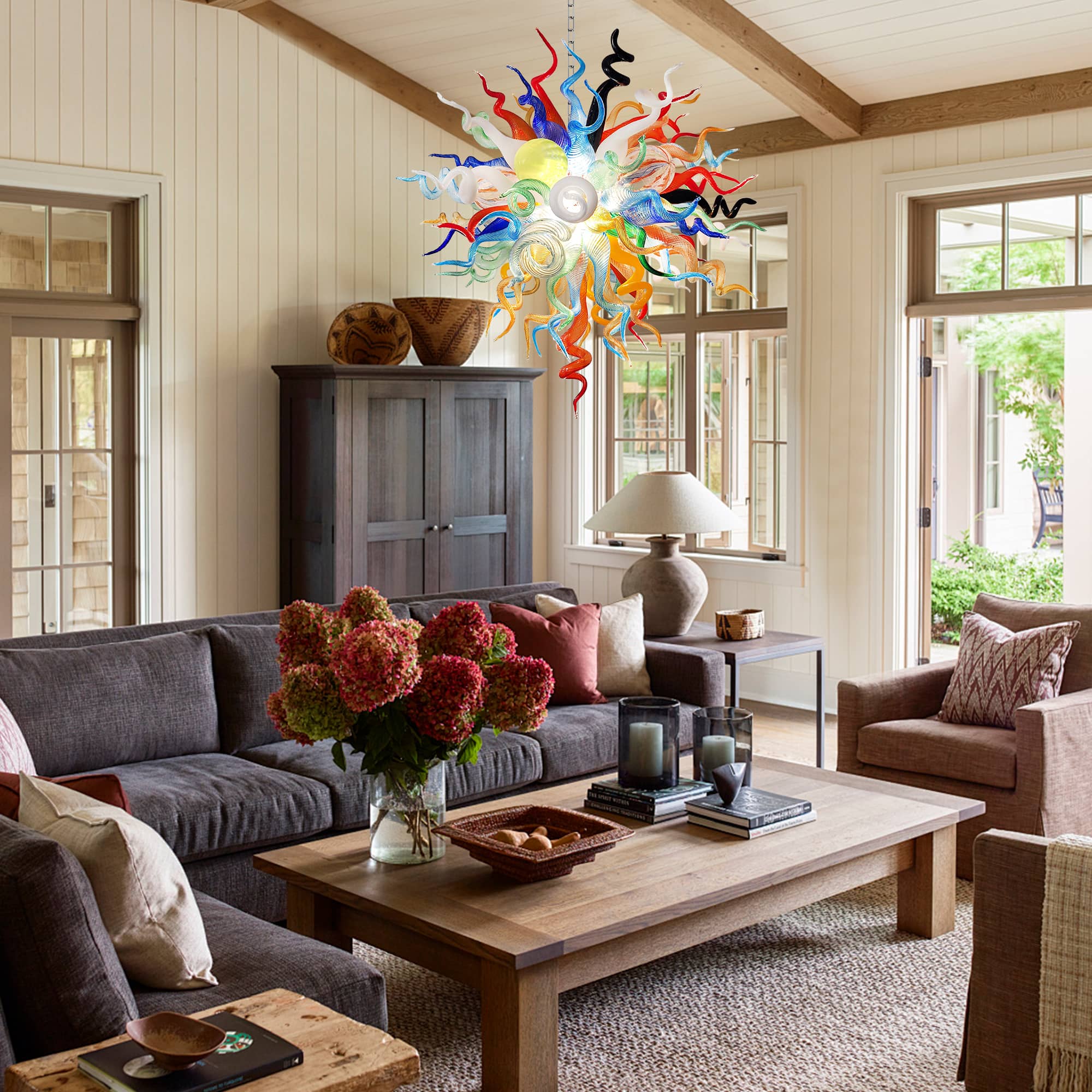 Kaleidoscope Rainbow Murano Style Blown Glass Chandelier - BeyPan