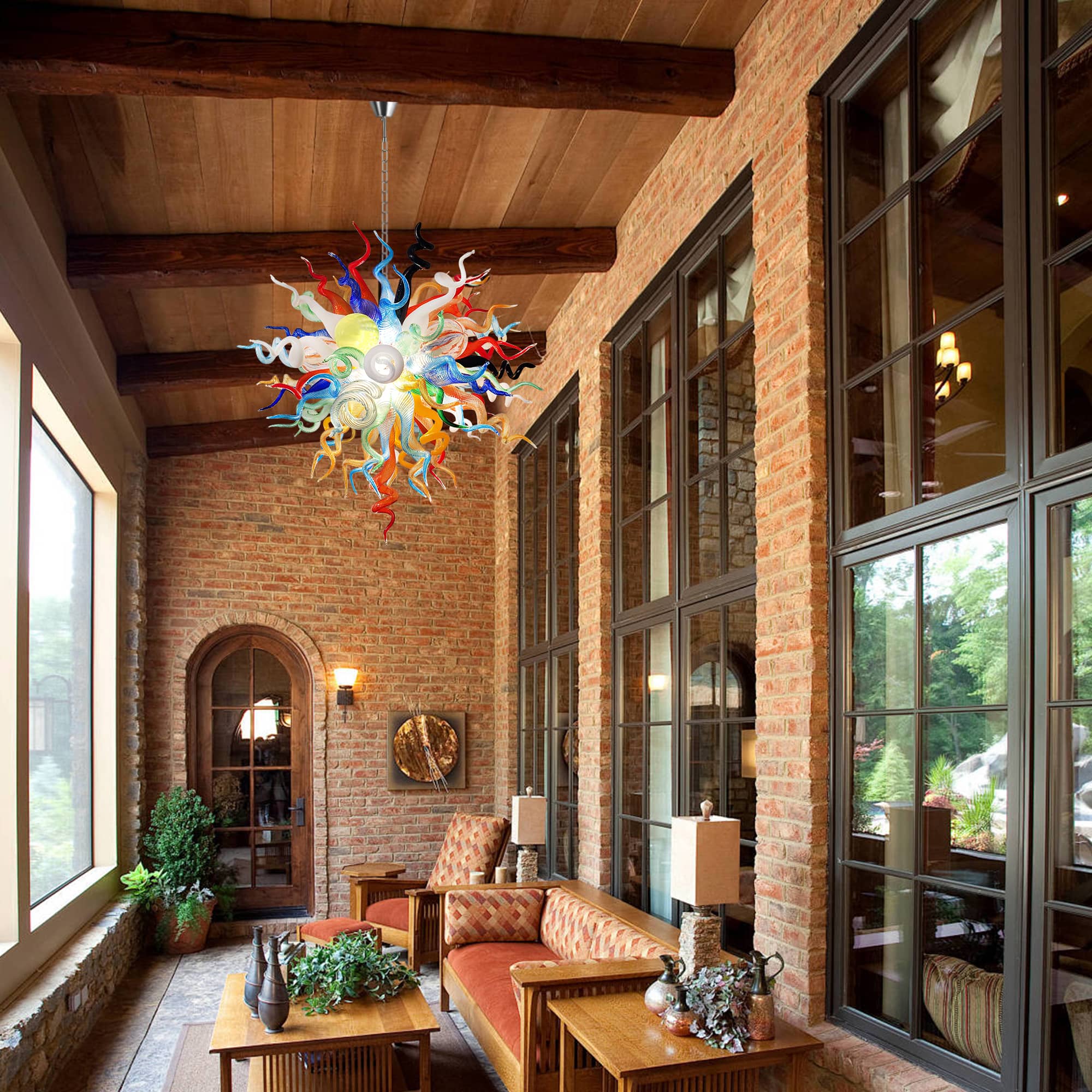 Kaleidoscope Rainbow Murano Style Blown Glass Chandelier - BeyPan