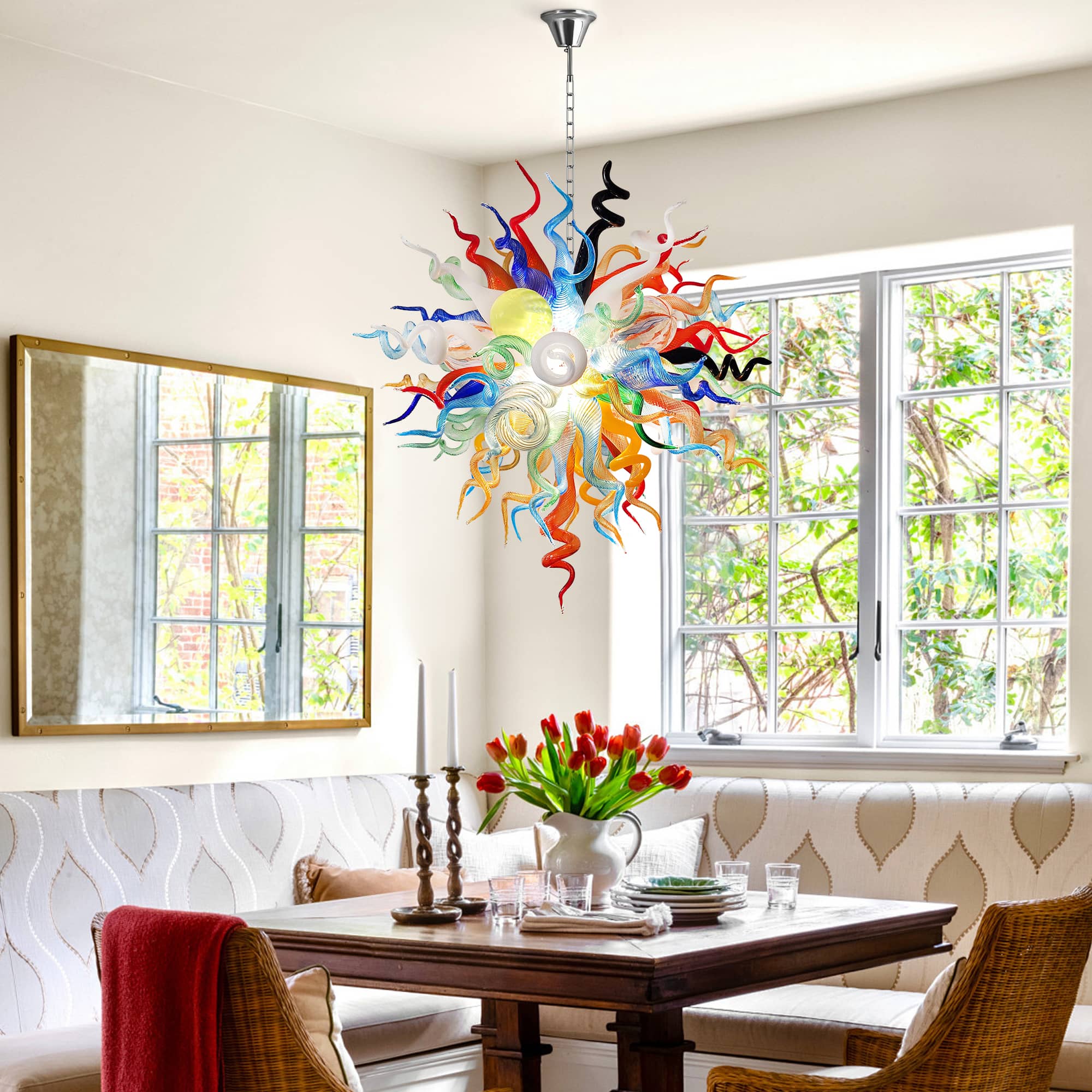 Kaleidoscope Rainbow Murano Style Blown Glass Chandelier - BeyPan
