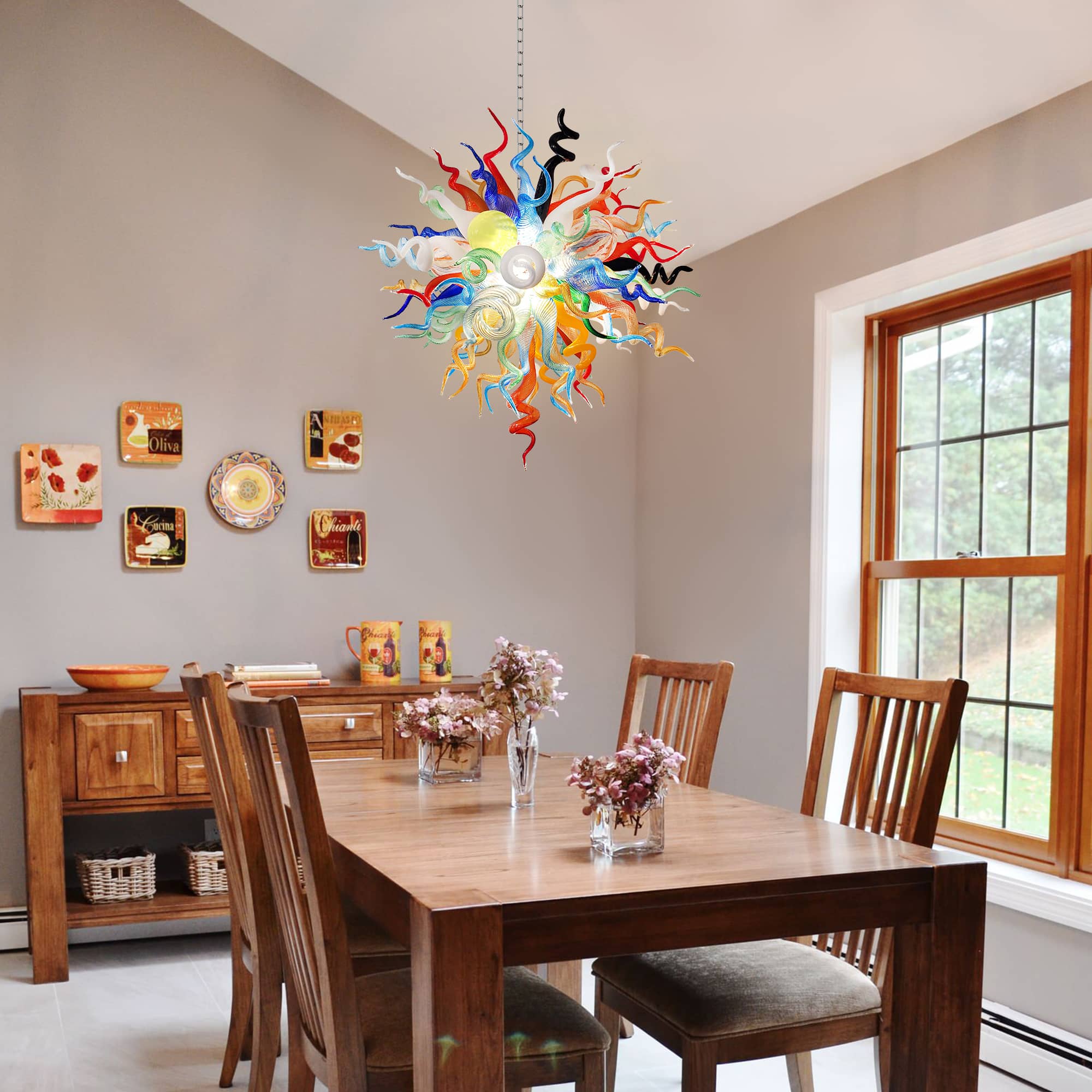 Kaleidoscope Rainbow Murano Style Blown Glass Chandelier - BeyPan