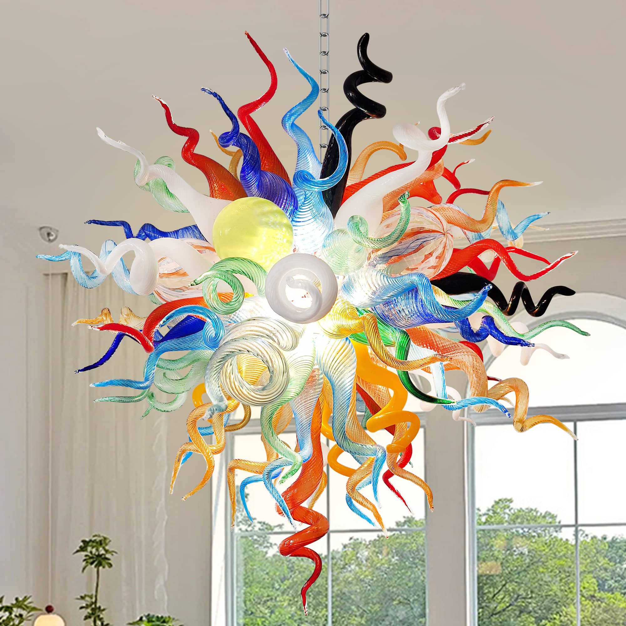 Kaleidoscope Rainbow Murano Style Blown Glass Chandelier - BeyPan