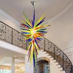Large Murano Style Blown Glass Chandelier - Colorful Icicle Spikes Ceiling Light - D40" x H96" - BeyPan